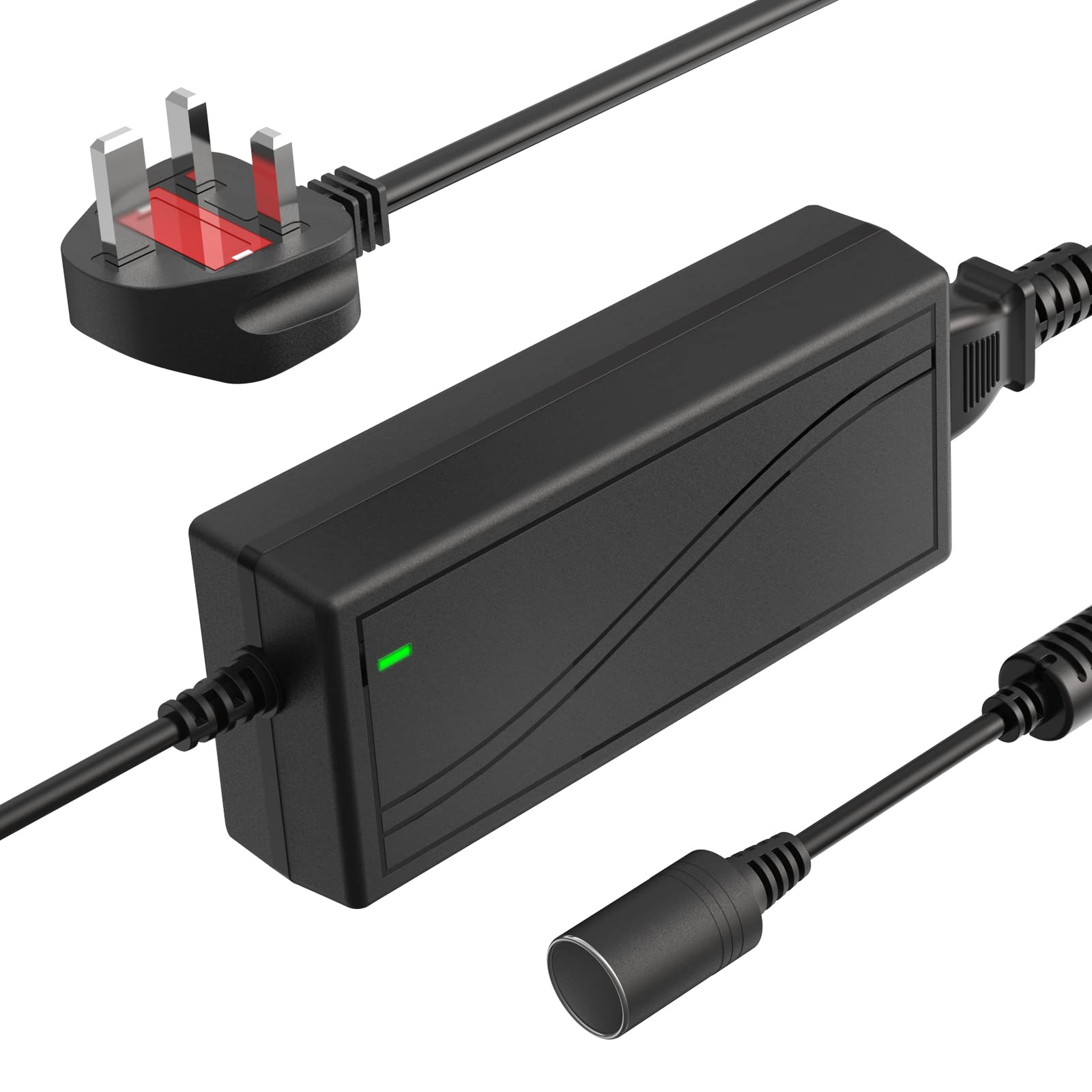 Shentian Power Supply Cigarette Lighter Socket AC to DC Adapter 110V-240V to 12V 5A Car Power Charger Converter Black