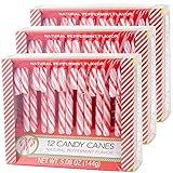 Candy Cane Peppermint Flavored | 12 Pieces in Each Box - Net 5.08 Oz Pack of 3 - 36 Total Count | Individually Wrapped (Peppermint)