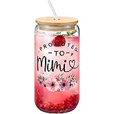 Yipaidel Promoted To Mimi 16 OZ Glass Cup with Bamboo Lid & Straw – Travel Glassware for Hot and Cold Drinks, Easy to Clean, Convenient for Any Occasion
