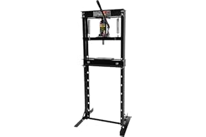 CUISINSMART 12 Ton Hydraulic Shop Press, H-Frame Garage Floor Adjustable Shop Press with Stamping Plates to Bend, Straighten, Or Press Parts, Install Bearings & U-Joints