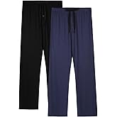 BAMBOO COOL Mens Pajama Pants Sleep Lounge Bottoms Soft Comfy Pj Pant Sleepwear with Pockets 2 Pack