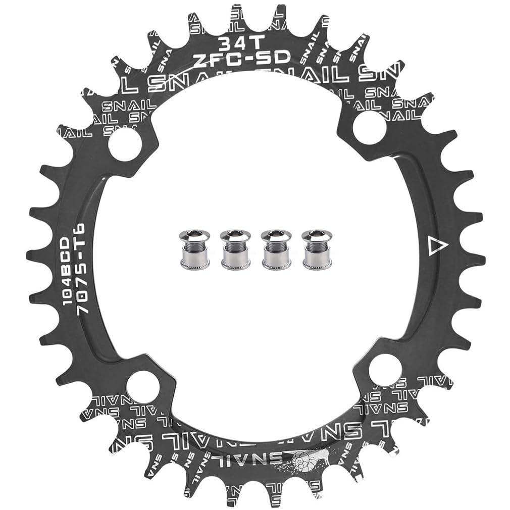 CYSKY 34T Oval Narrow Wide Chainring 104BCD Bike Single Speed Chainring Sprocket for Road Bike Mountain Bike BMX MTB ebike (34T)