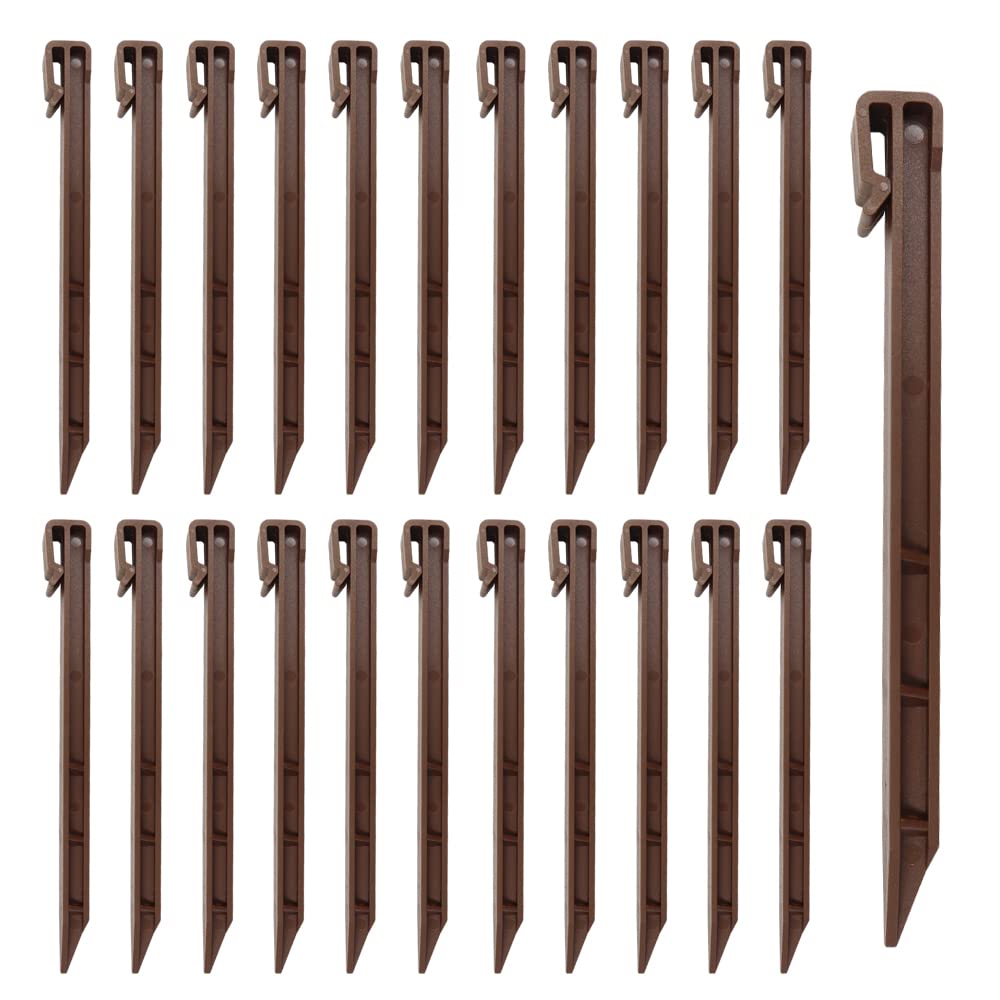 30 Pieces Brown Plastic Ground Stakes, 10 Inch Plastic Landscape Edging Spikes, Landscape Edging Anchoring Stakes, Heavy Duty Landscape Edging Border Stakes for Edging Garden
