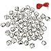 Outuxed 1 Inch Jingle Bells Christmas Silver Jingle Bells Craft (50 Pack) for Festival Decoration DIY Craft & 20-Meter Red Cord