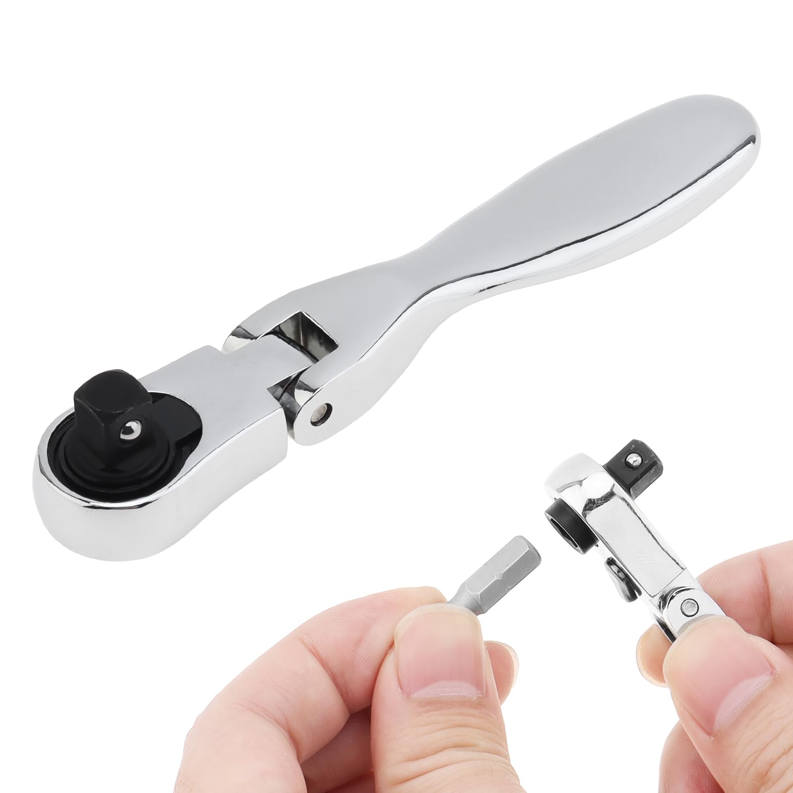 Omninmo Mini Ratchet Wrench Screwdriver Chrome Vanadium Steel 72 Teeth 2 in 1 Socket Batch Head Quick Wrench