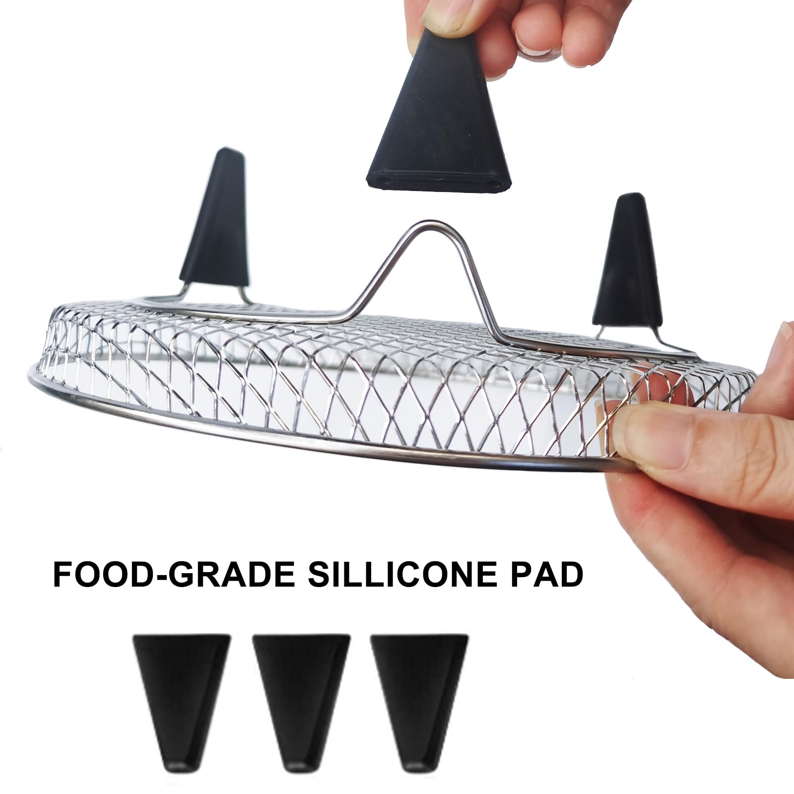 Upgrade Air Fryer Rack, Three Stackable Dehydrator Racks with spare clip and silicone feet,Stainless Steel Air Fryer Accessories Round Air Fryer Rack (Round)