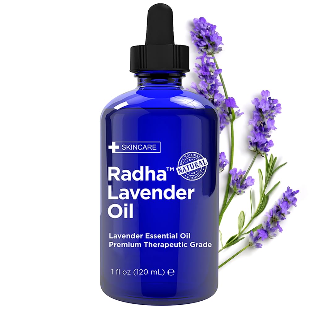 Radha Beauty - Lavender Essential Oil 120mL - 100% Pure & Therapeutic Grade, Steam Distilled for Aromatherapy, Relaxation, Sleep, Laundry, Meditation, Massage