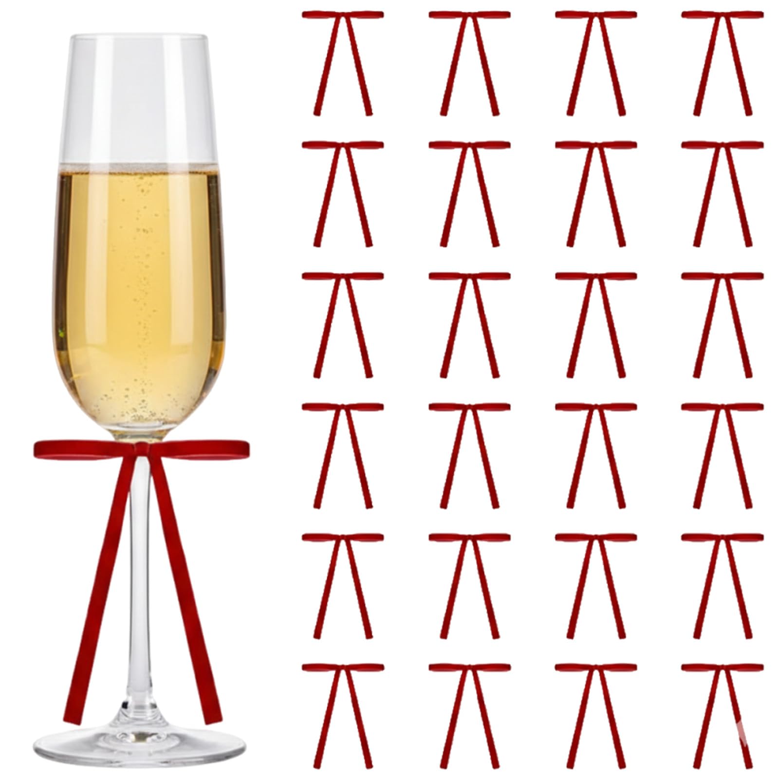 Photo 1 of 24 Pcs Valentine's Day Bows Decorations, Bows for Wine Glass Candle Holder, Red Velvet Valentines Day Ornaments for Valentine's Day Wedding Holiday Mother's Day