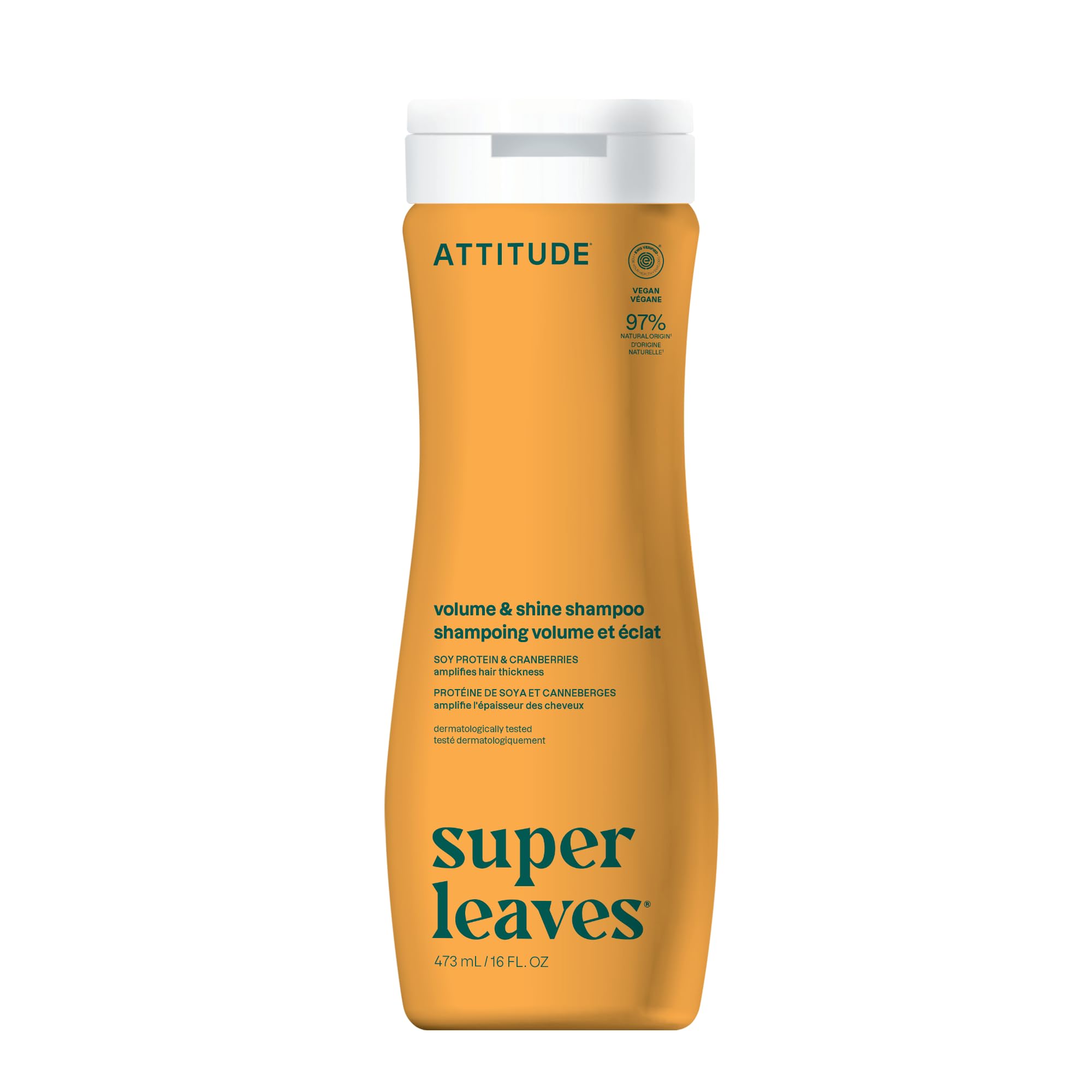 ATTITUDE Volume and Shine Hair Shampoo, EWG Verified, For Thin Hair, Naturally Derived Ingredients, Vegan and Plant Based, Soy Protein And Cranberries, 473 mL