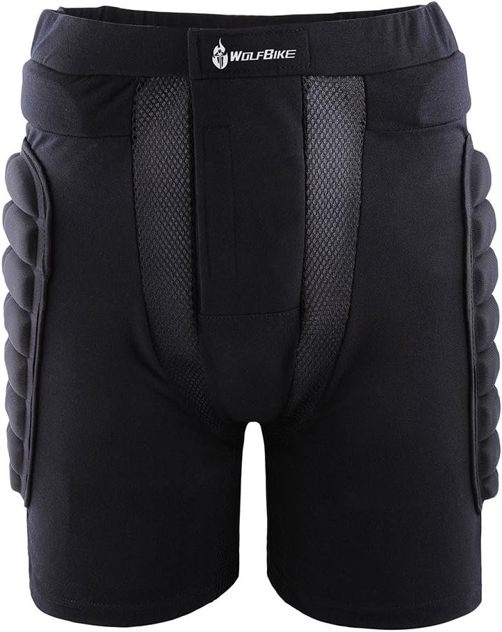 WOLFBIKE Protective Hip Pad Padded Shorts Skiing Skating Snowboarding Impact Protection Black (M)