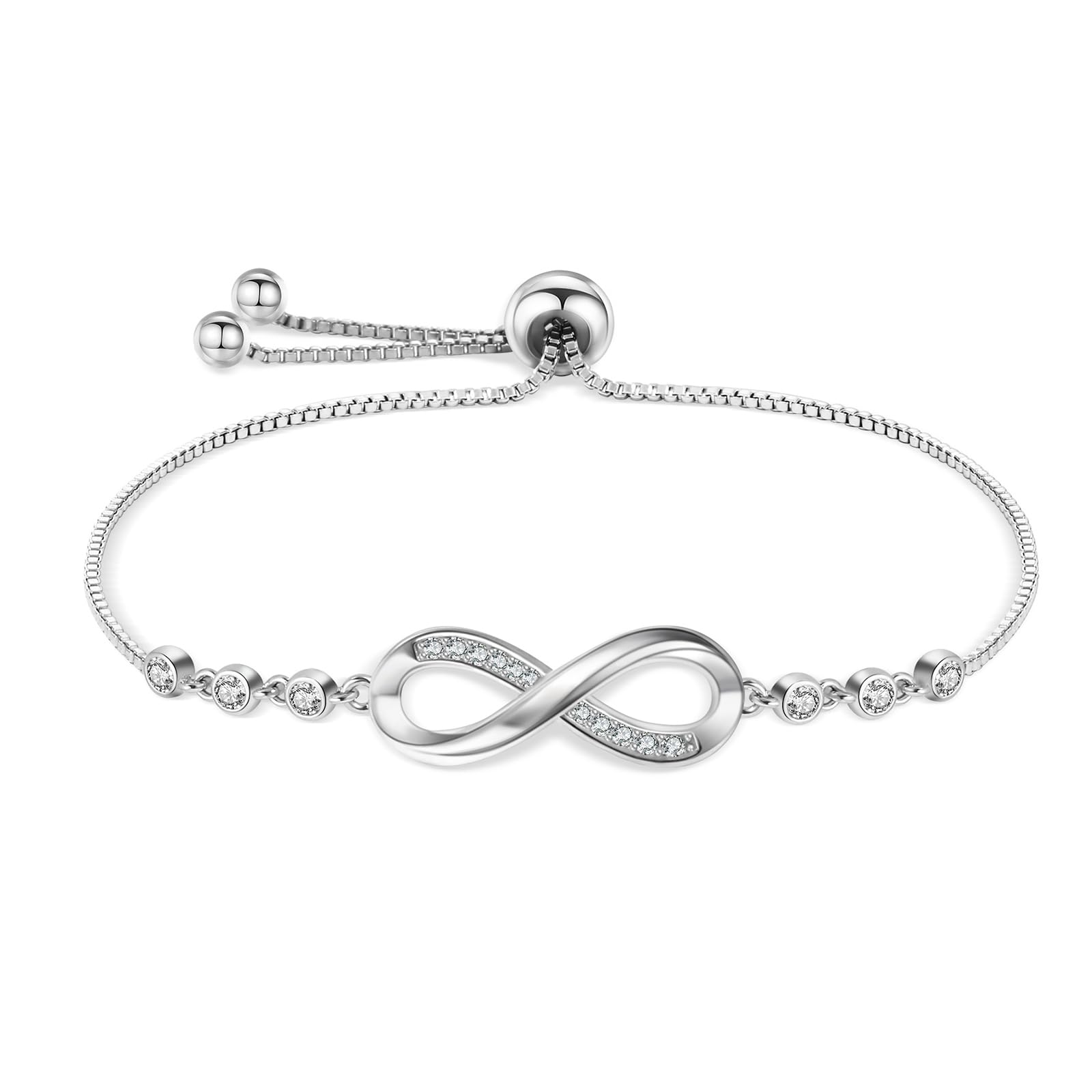 Cosie Lily Birthday Gifts Bracelet for Women,925 Sterling Silver White Gold Plated Love Heart Bracelet with Cubic Zirconia Friendship Bracelets, Jwellery Gift for Women Ladies Gifts