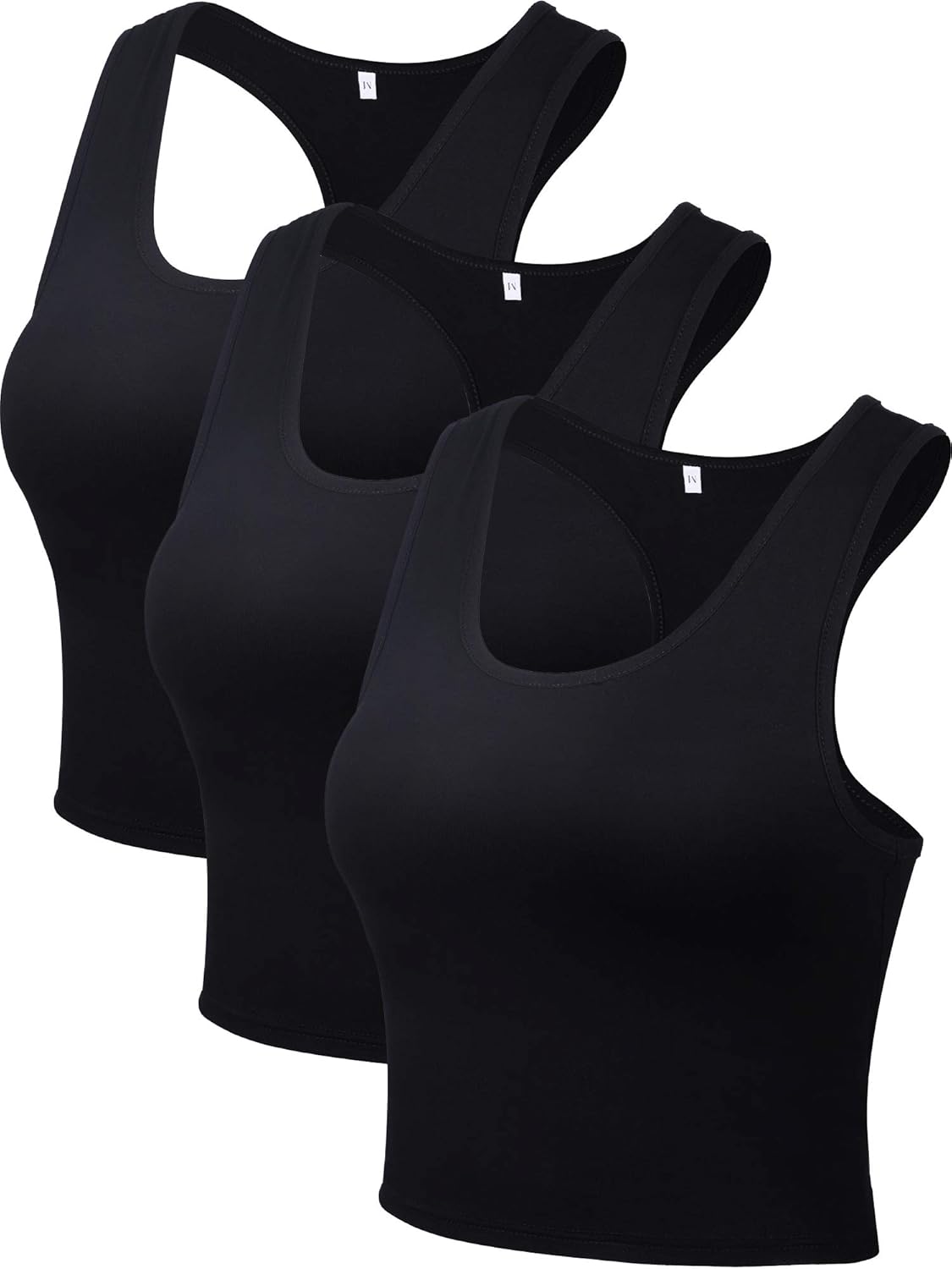 Boao 3 Pieces Women's Cotton Basic Sleeveless Racerback Crop Tank Top Sports Crop Top for Daily Wearing: Clothing