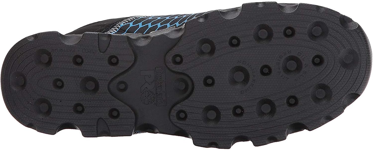 Timberland PRO Men's Powertrain Sport Alloy Safety Toe Electrical Hazard Athletic Work Shoe, Black Ripstop Nylon With Blue, 8.5 Wide: Shoes