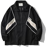 Sumleno Y2k Jacket for Women Zip Up Bomber Jacket Y2k Clothing Racing Varsity Oversized Color Block Coat Unisex