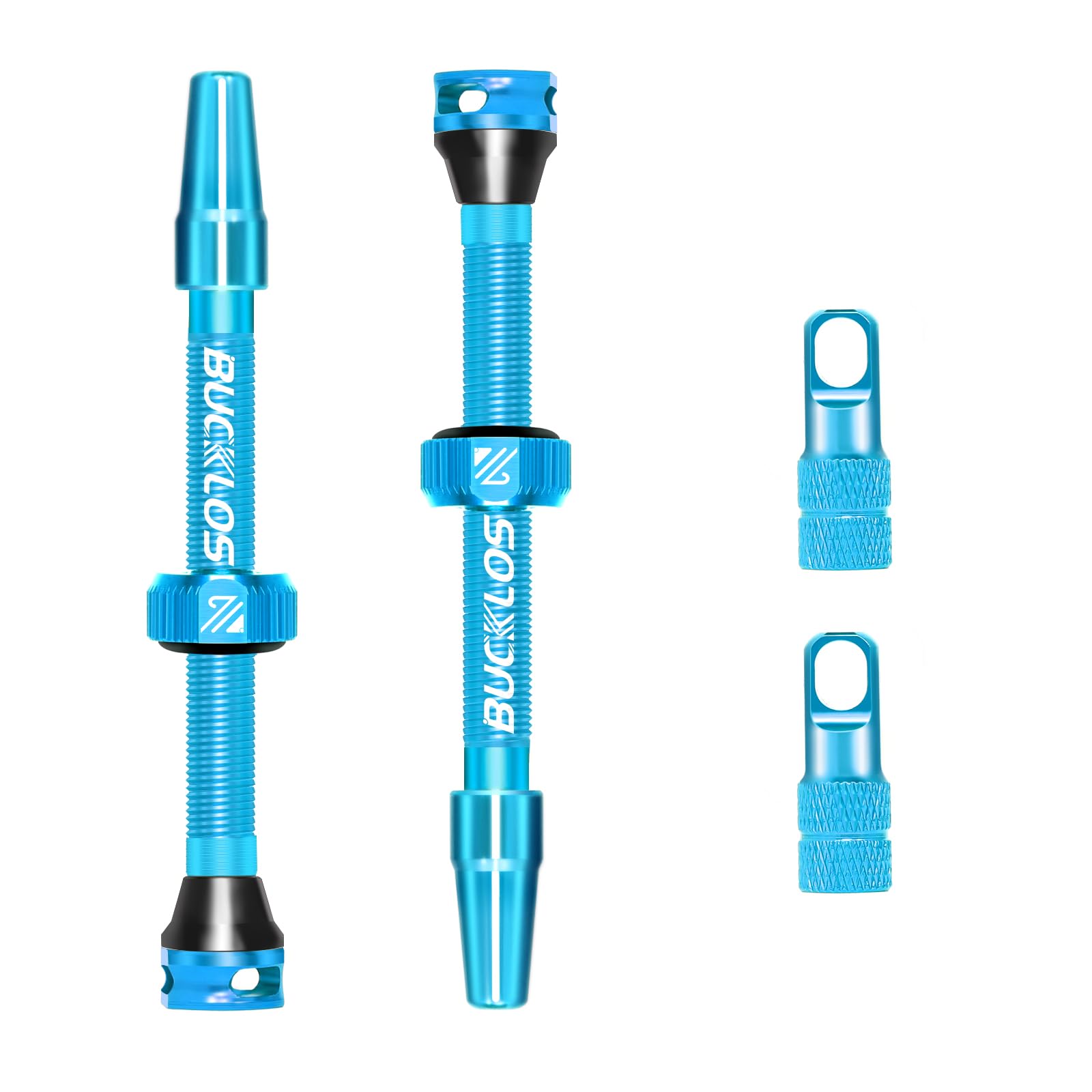 Photo 1 of BUCKLOS Tubeless Presta Valve Stem 40/44/55/60/65/80/100 mm, Valve Stem Kit with Valve Core Removal Tool for Road Bike/Mountain Bike/MTB, Fit Most Bicycle Rims, Super Light Durable Aluminum Stem Blue