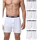 wirarpa Men's Loose Boxer Briefs 100 Cotton Boxer Shorts Underwear Button Fly 4 Pack