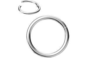 NORO OLO 20G/18G/16G Titanium Nose Ring Hoops, Hinged Clicker Segment Sleeper Earrings Piercing-6mm/7mm/8mm/9mm/10mm-Gold/Bla