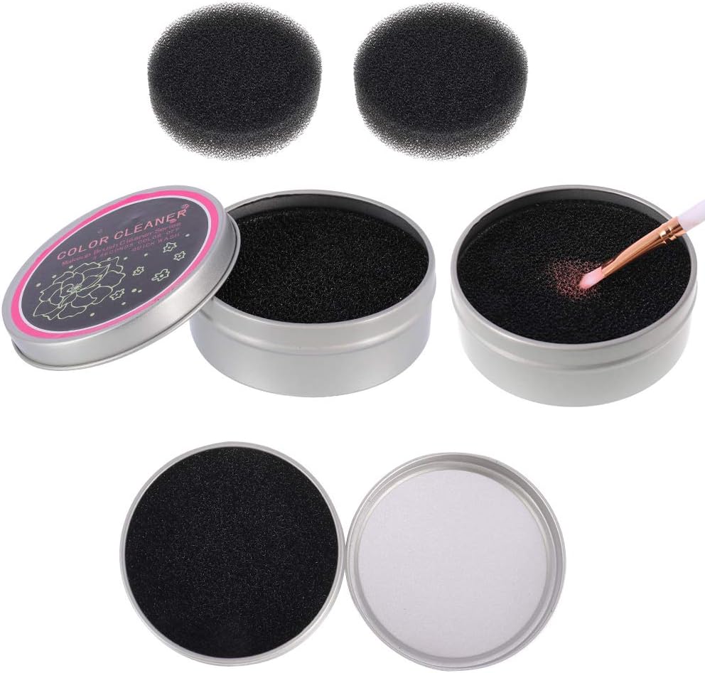Thursday April 2 Pack Makeup Brush Cleaner Color Removal Sponge Solid Soap Cleanser Quick Cleaner Box Brushes Removes Shadow Color with 2PCS Dry Sponges