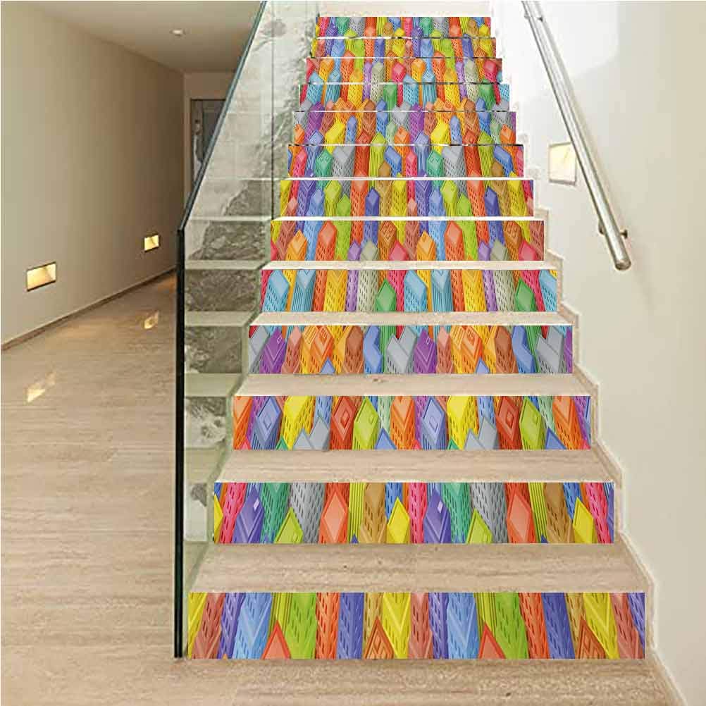 Stair Stickers Mural Removable Decals for Home Decor, City