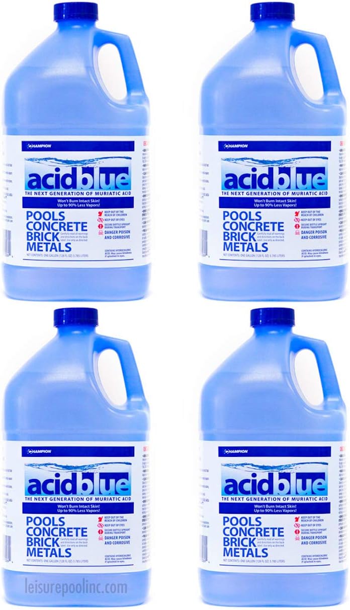 Amazon Com Acid Blue Muriatic Acid Swimming Pool Ph Reducer Balancer Buffered Low Fume Case 4 Gallons Garden Outdoor