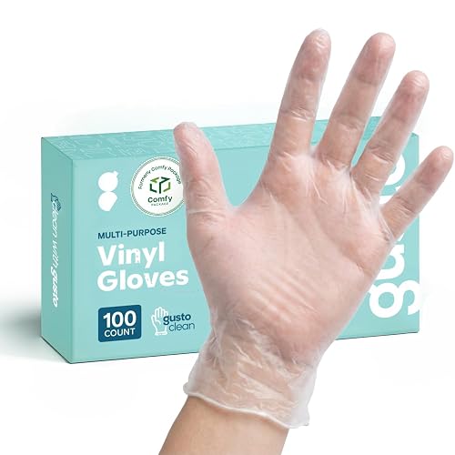 Comfy Package Disposable Vinyl Gloves, Powder Free, Latex Free, Clear Gloves for Cooking and cleaning