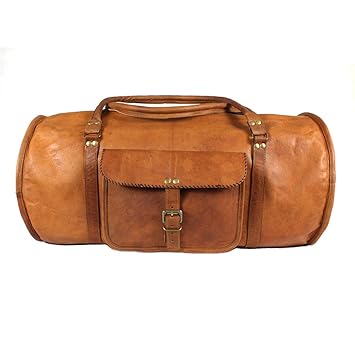 Brown Unisex Leather Duffle Bag (19)