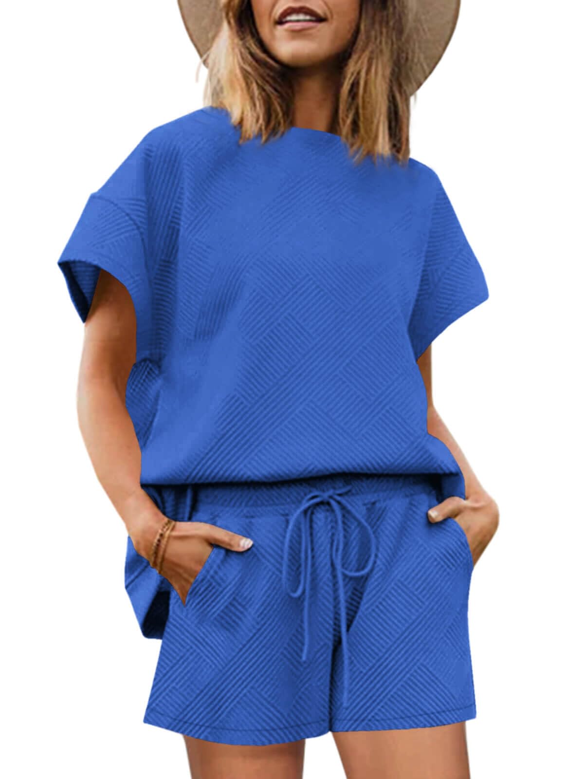 2-teiliges Lounge-Set - Schulterfreier Pullover & Shorts Für Damen