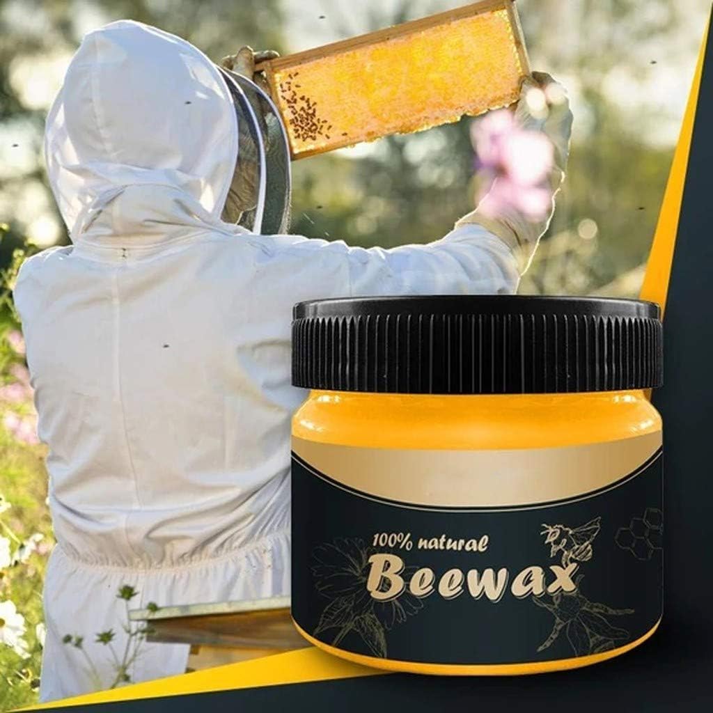 cnnIUHA Home Beeswax Wood Furniture Polish Wipes and Conditioner, 100% Natural Bee's Wax Non-Toxic Wood Cleaner Protectant, 85 Gram, Orange (1 Tin)