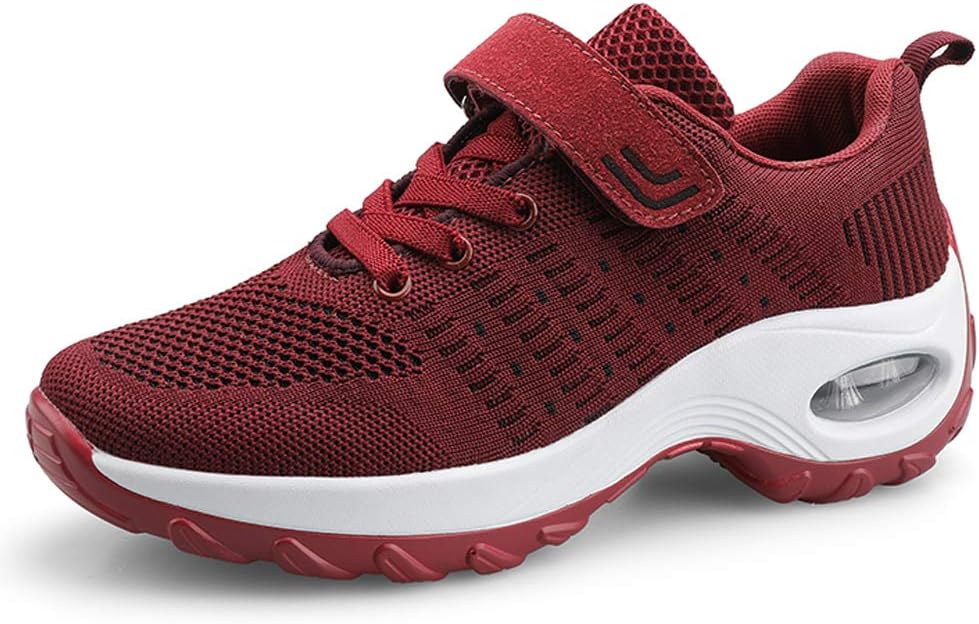 Women's Air Sports Running Shoes Shock Wedge Lightweigh White TrainersPlatform Walking Shoes Breathable Fitness Sneakers Size