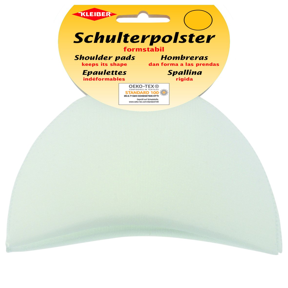 Kleiber KH 10 50% Polyamide Crescent Shoulder Pad with Hook and Loop Tape – White, 9 x 13 x 5.5 cm