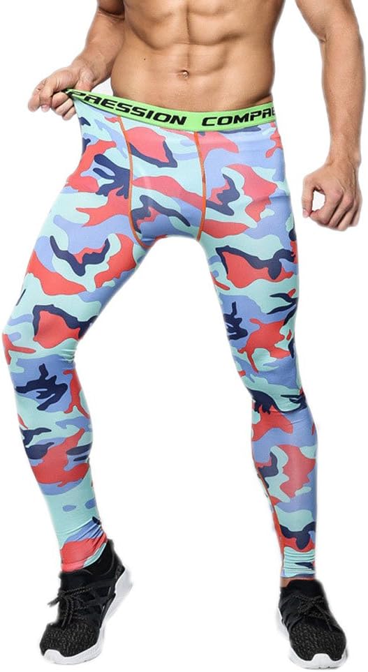 GGTFA Men Camouflage Sports Compression Leggings Base Layer Running Basketball Tight Pants Trouser