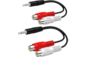 ALINNA 8 Inches 3.5mm Male to 2 RCA Female Jack Stereo Audio Y Cable Adapter for Smartphones, Tablets, MP3, Home Theater, HDTV, Gaming Consoles, Hi-Fi Systems and More(2 Pack)