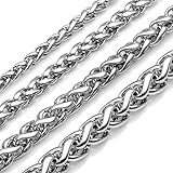 Zysta Stainless Steel Wheat Chain Link Necklace 20 Inches (3-6MM Available)