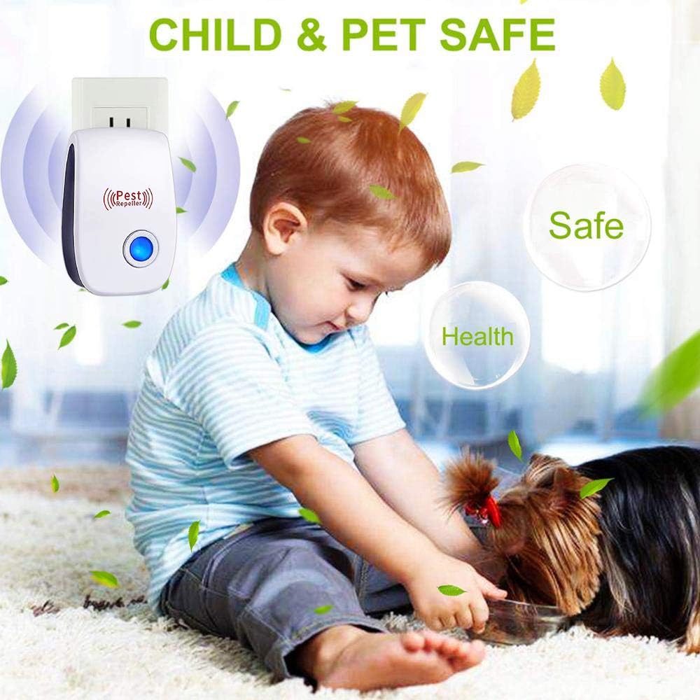 GoldTech Ultrasonic Pest Repeller 6 Pack 2020 Upgraded 100% Safe Electronic Pest Control Ultrasonic Repellent Indoor Plug-in Repellent for Bed Mosquitos, Mice, Cockroach, Spider, Ant, Bug and Insect: Health & Personal Care