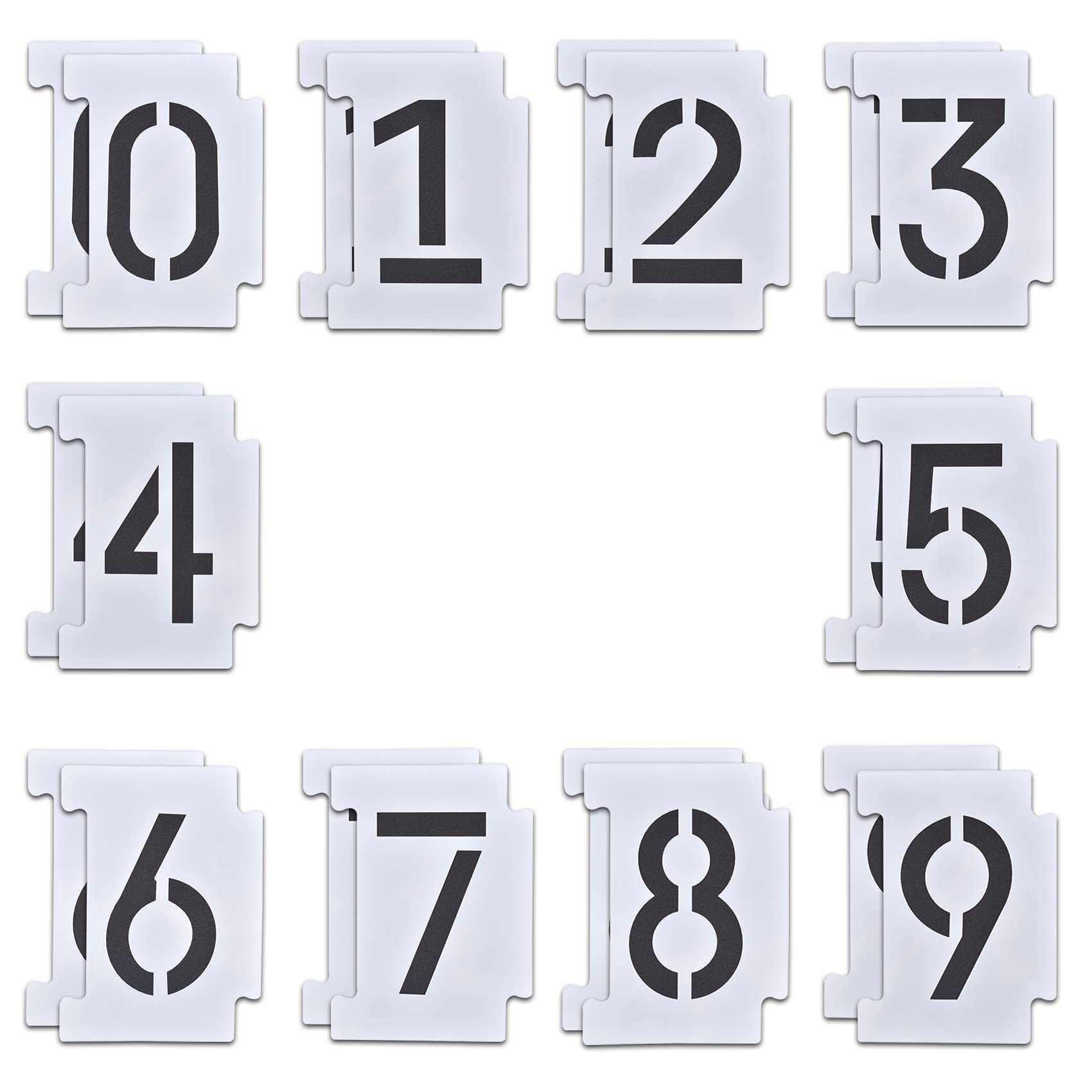Quanyuchang 20-Piece Curb Stencil Kit: 0-9 Numbers, 4 Inch Tall, Reusable Plastic, Address Painting