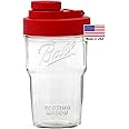 Brewing America Nesting Jar with Drinking Lid as Travel Cup, 1 Pint (16 oz) with Red Pouring Lid on Wide Mouth Ball Nesting Mason Jar, To Go Drink Cup, 1-Pack