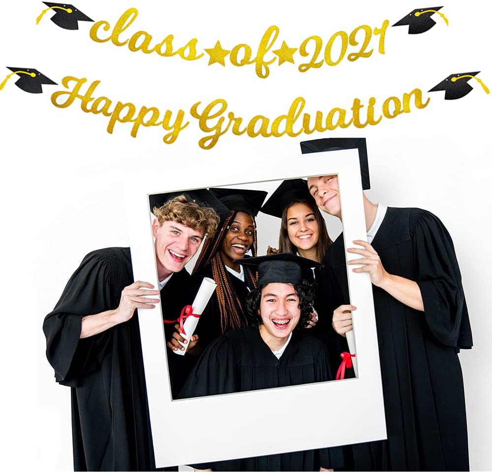 Happy Graduation Calss of 2026 Banner Congrats Grad 2025 Graduations Congratulations Garland Bunting for Party Decorations Gold - Image 3