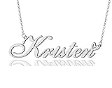 AOLO Kristen Heart Name Necklace Silver Stainless