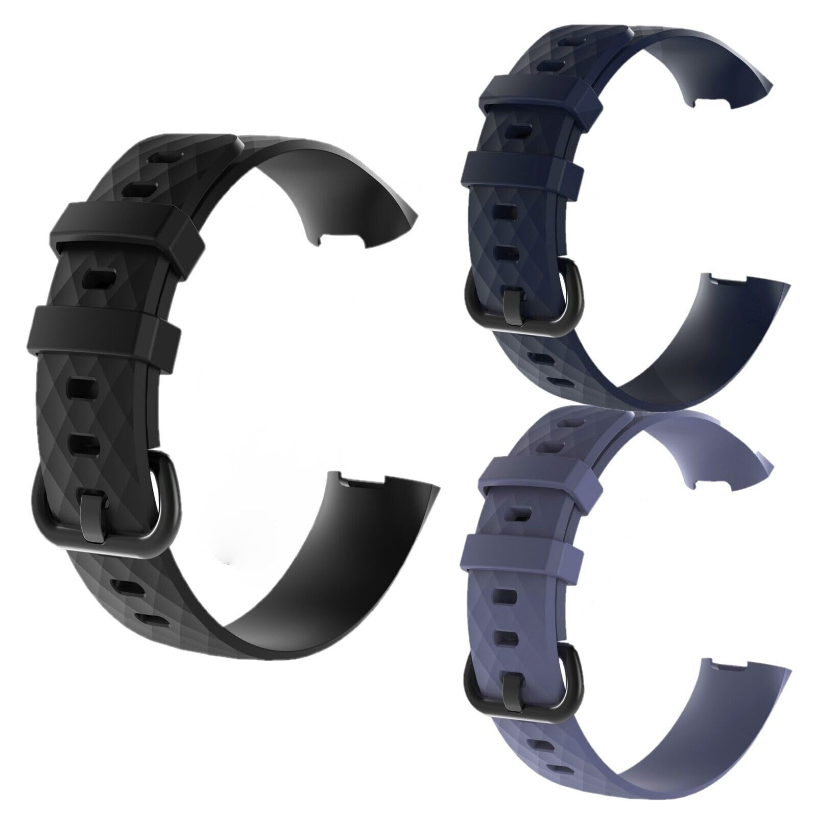 Panda Bobo Strap Compatible for Fitbit Charge 3/Fitbit Charge 4, Adjustable Classic Replacement Silicon Wristband (Large, Pack A - 3 Straps)