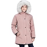 SOLOCOTE Girls Winter Coats Heavyweight Medium Length Warm Jacket With Removable Fur Collar Hooded 3-14Y
