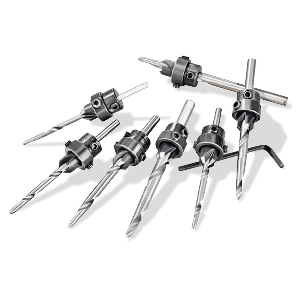 NUZAMAS Drill and Countersink Set of 7 | 1/8", 9/64", 5/32", 11/64", 3/16", 13/64", 7/32" | High Speed Steel, HS Woodworking bits with Case