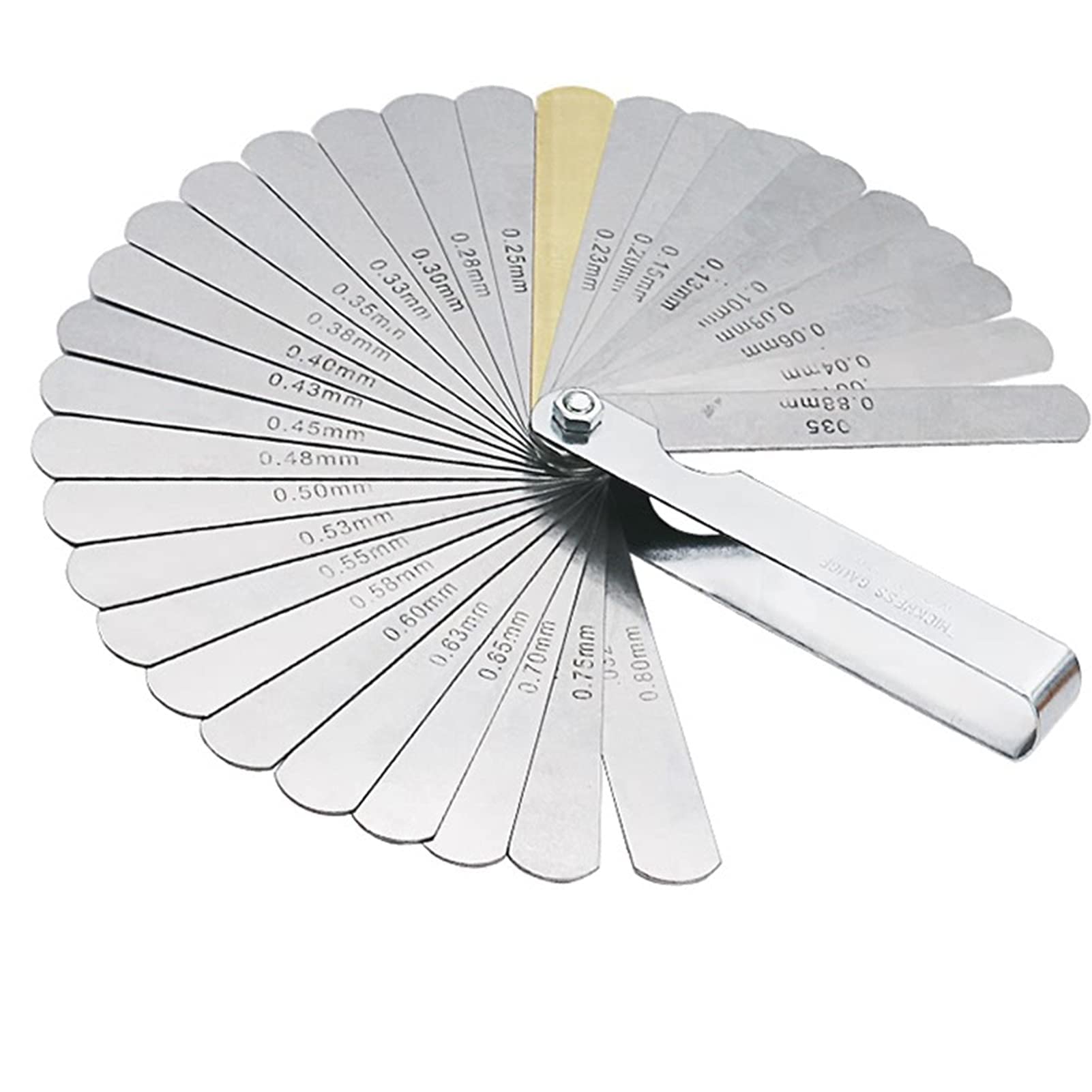 Feeler Gauge，32 Blades 0.02-1.0mm Stainless Steel Feeler Dual Marked Metric and Imperial Gap Feeler Gauges Measuring Tool High-Precision Feeler Feeler Feeler Gap Thickness Feeler Single Piece Metric