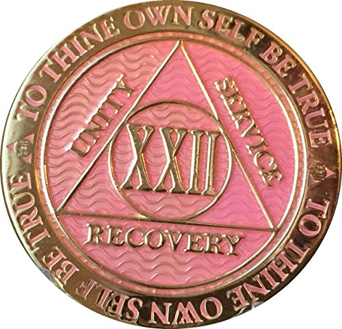 Recoverychip 22 Year AA Medallion Reflex Pink Gold Plated Chip