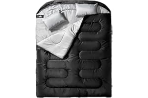 MEREZA Double Sleeping Bag for Adults Mens with Pillow, XL Queen Size Two Person Sleeping Bag for All Season Camping Hiking B