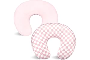 Nursing Pillow Cover 1 Pack, DAYEEBALL Double-Sided Removable Nursing Cover for Baby Girls Boys Newborn, Stretchy and Soft Reversible Slipcover for Breastfeeding Pillow, Pink Checkerboard (Only Cover)