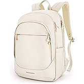 LIGHT FLIGHT Travel Laptop Backpack Women, 17.3 Inch Laptop Backpack with USB Charging Hole, Water Resistant College Bookbag, Black Computer Backpacks for Work,Beige