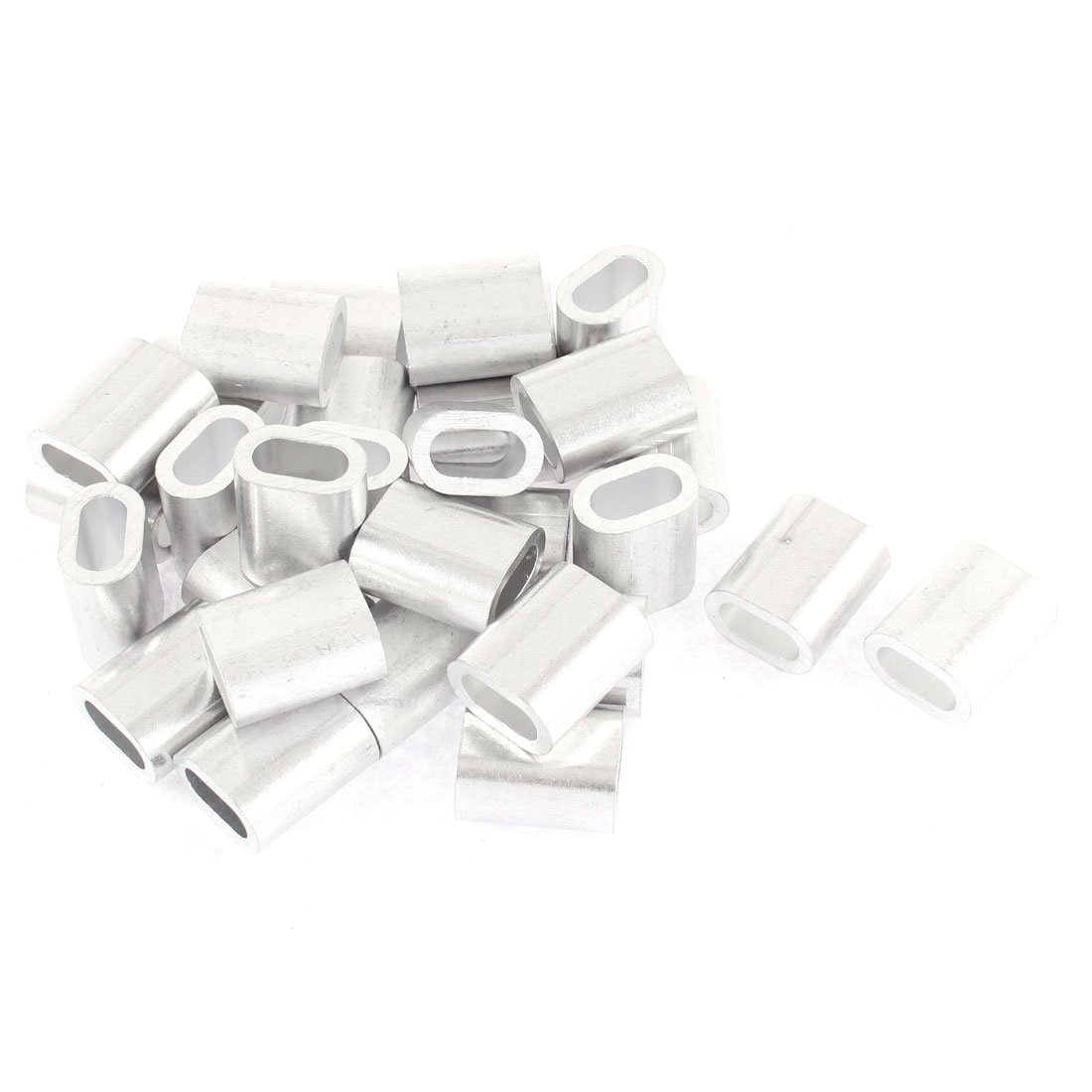 Sourcingmap 6mm Steel Wire Rope Aluminum Ferrules Sleeves Fittings Loop 30 Pcs