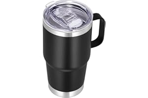 VEGOND 20 oz Tumbler with Handle Lid and Straw, Stainless Steel Insulated Travel Coffee Mug Spill Proof Double Wall Metal Tum