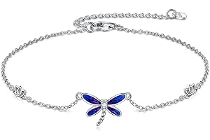 AINFQY 925 Sterling silver Anklet for Women Teen girls Dragonfly/Mermaid/Infinity/Hamsa Hand Adjustable Chain Ankle Bracelets Jewelry