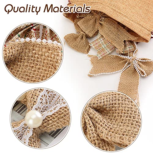 17 PCS Burlap Bow Jute Bow Lace Bowknot for Wedding Party Decor Home Embellishment DIY Crafts